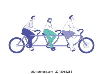 Man and Woman Character Riding Bike Enjoying Healthy Lifestyle Vector Illustration