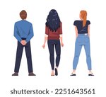 Man and Woman Character Standing Back View Vector Set