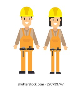 Man and woman characters.Builder