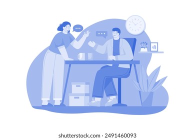 Man And Woman Chatting During Breaktime