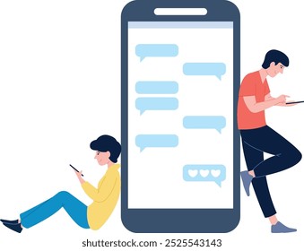 Man and woman chatting. Modern technology social relationship