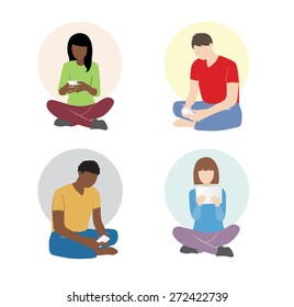 man and woman chatting or send message via phone