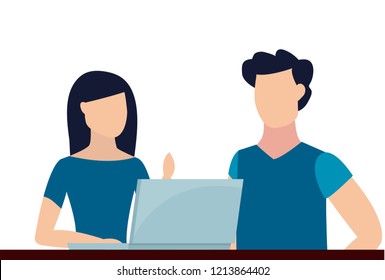 Man and woman chatting. Vector illustration in flat design with  place for text. Could be used for blogs, social media, advertising, web-design etc