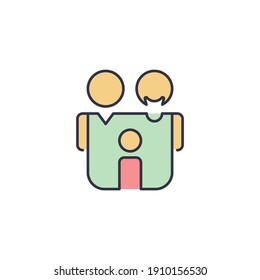 Man, woman and child icon, color, line, outline vector sign, linear style pictogram isolated on white. Symbol, logo illustration