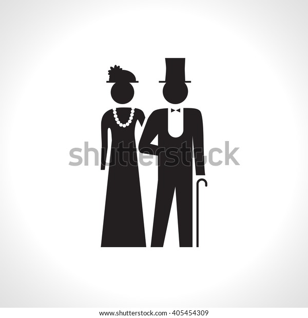 Man Woman Clothed Retro Style Elegant Stock Vector (Royalty Free ...