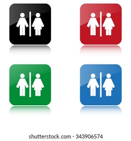 Man and Woman  - color vector icon  with shadow