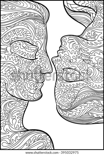 Man Woman Coloring Adults Isolated On Stock Vector (Royalty Free) 395032975