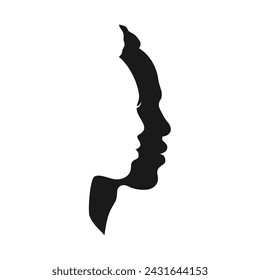 Man and woman common silhouette graphic symbol. Male and female profile sign isolated on white background. Black lives matter. Vector illustration