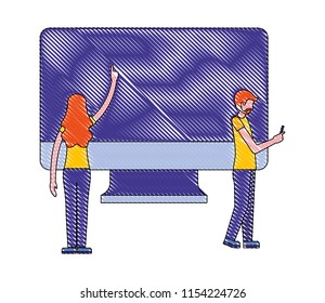 man and woman computer technology digital