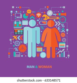 Man and woman concept design,clean vector