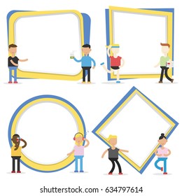 Man and woman concept with frame and text