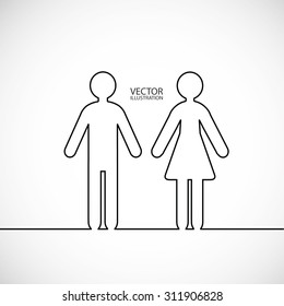 Man and woman contours and a place for text. Vector illustration.