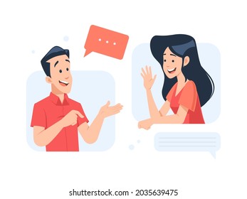 man and woman conversation flat illustration concept isolated in white background