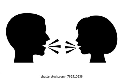 Man and woman conversation vector icon illustration isolated on white background