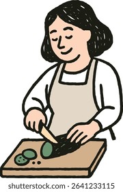Man and Woman Cooking Cute Cartoon Characters Cooking at Home