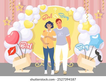 Man and woman couple celebrating gender party scene