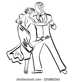 Man And Woman , Couple, Dance, Sketch, Vector