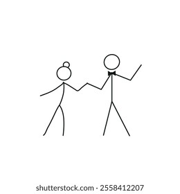 a man and a woman couple dancing, silhouettes of human figures, pictogram, stick man sketch