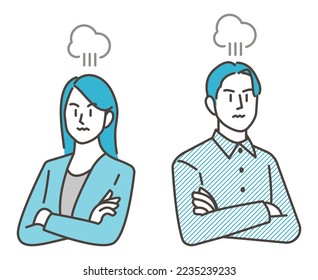 Man and woman couple fighting. Image of male-female problems, disagreement and divorce [Vector illustration].