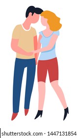 Man and woman couple holding hands and walking love isolated male and female characters vector girl and guy boyfriend and girlfriend relationship husband and wife romance and dating lovers going out.
