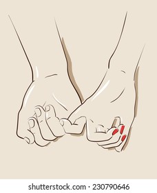 Man and woman couple holding hands. Vector illustration eps 10