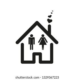 Man and woman couple in home icon, Man and woman couple in home vector icon on transparent background. eps10