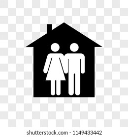 Man and woman couple in home vector icon on transparent background, Man and woman couple in home icon