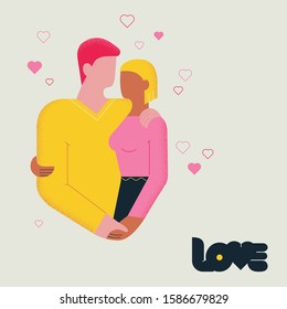 Man and woman couple hugging together and holding hands