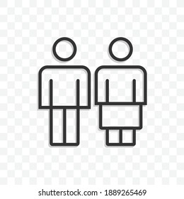 Man Woman Or Couple Icon Vector Illustration Isolated Sign Symbol - Black And White Style In Transparent Background.