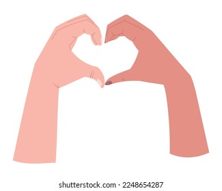 Man and woman couple in love Hands making a Heart with fingers. Vector isolated flat illustration.