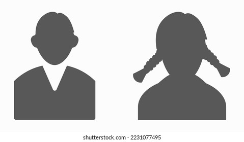 Man and woman couple silhouette avatar icon. Social media staff sign. Flat vector illustration isolated on white background.