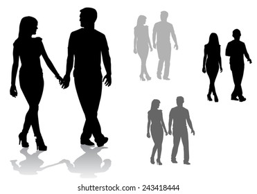 Man and woman. Couple of young people walking 