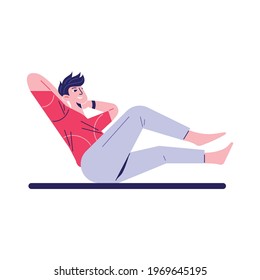 Man woman daily routine composition with character of relaxing man vector illustration