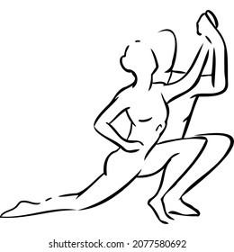 Man and woman in dance pose sketch vector illustration hand draw