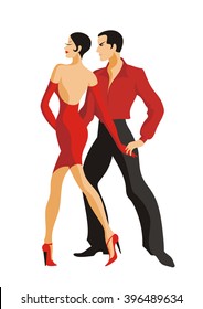 the man and the woman dance a tango