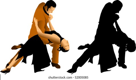 The man and the woman dance a tango. vector illustration;