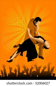 The man and the woman dance a tango. vector illustration;