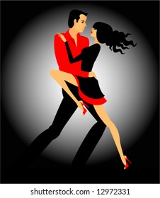 The man and the woman dancing