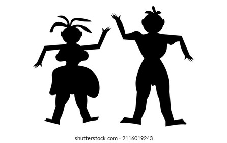 a man and a woman are dancing an African dance.vector illustration. isolated on a white background.print for your business.eps 10