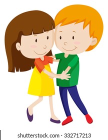 Man and woman dancing and hugging illustration