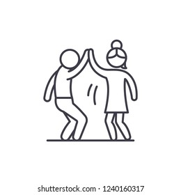 Man and woman are dancing line icon concept. Man and woman are dancing vector linear illustration, symbol, sign