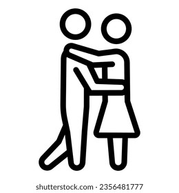 man and woman dancing line icon, dating and relationship concept, couple slow dance vector sign on white background, outline style icon for mobile concept and web design. Vector graphics