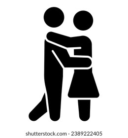 hombre y mujer bailando icono sólido, concepto de citas y relaciones, signo vectorial de baile lento de pareja sobre fondo blanco, icono de estilo glifo para concepto móvil y diseño web. Gráficos vectoriales