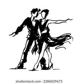 Hombre y mujer bailando. Bailarines elegantes. Bailarines profesionales. Una pareja bailarina y amorosa. Salón de baile