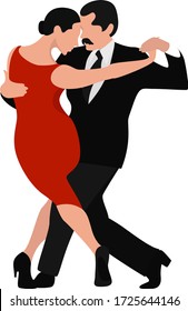 Man and woman dancing tango, illustration, vector on white background