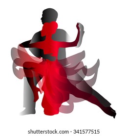 Man and woman dancing tango. Vector illustration