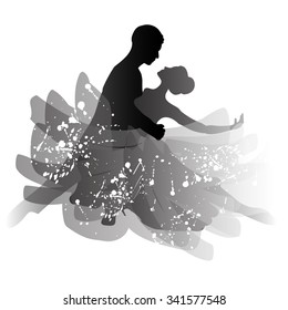 Man and woman dancing tango. Vector illustration