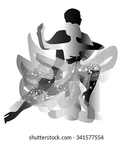 Man and woman dancing tango. Vector illustration