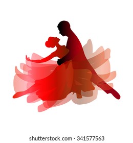 Man and woman dancing tango. Vector illustration