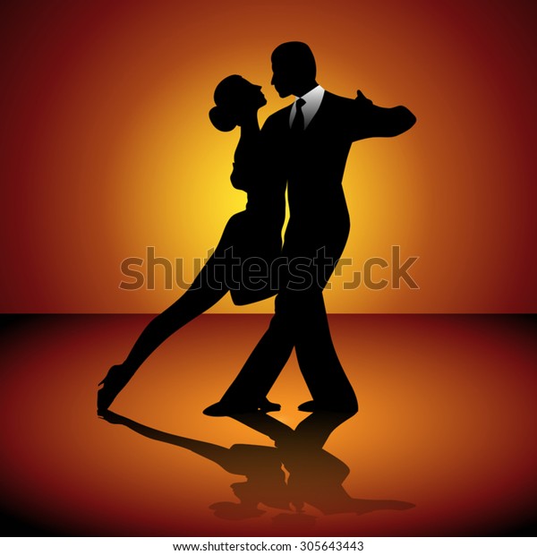 Man Woman Dancing Tango Vector Illustration เวกเตอร์สต็อก ปลอดค่าลิขสิทธิ์ 305643443 